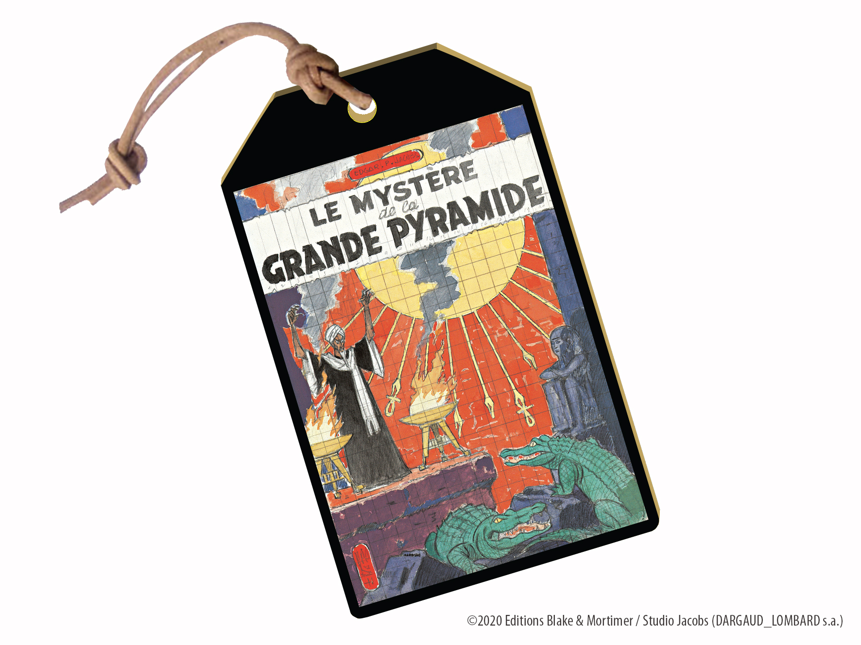 TIQUETTE  BAGAGE  DE COLLECTION EN BOIS - LE MYSTERE DE LA GRANDE PYRAMIDE